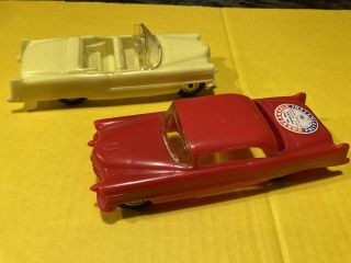Two 1955 - 56 Processed Plastic Cadillac Toy Cars Coupe And Cnv 7.  5” 2