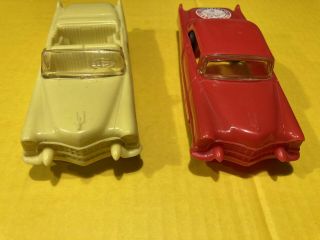 Two 1955 - 56 Processed Plastic Cadillac Toy Cars Coupe And Cnv 7.  5” 3