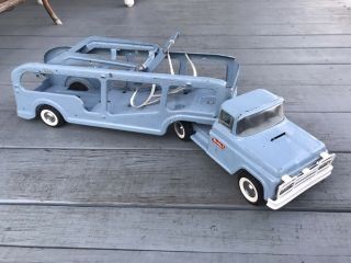 Vintage Buddy L Usa Car Carrier Hauler Transport Truck Pressed Steel Toy 1960’s