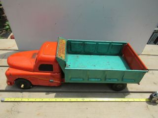 Vintage Structo Metal Hydraulic Dump Truck,  Orange And Green