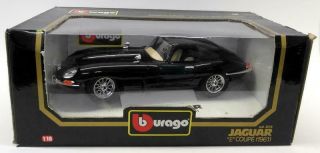 Burago 1/18 Scale Diecast 3018 Jaguar E Type Coupe 1961 Black Model Car