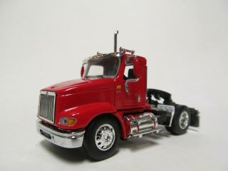 Dcp 1/64 Scale International 9100 Day Cab Single Axle,  Red With Black Frame