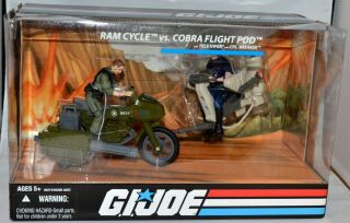 2008 Hasbro G.  I.  Joe 25th Anniversary Ram Cycle Vs.  Cobra Flight Pod Set Misb