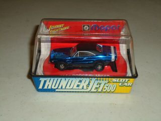 Ho Johnny Lightning Chrome Blue Dodge Charger Thunderjet Slot Car Nos