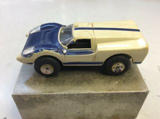 Aurora Model Motoring Vintage Tjet Ho Ford - J Blue - White Solid Rivet Chassis
