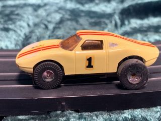 Atlas Ho Slot Car 1966 Porsche 904 Yellow - - Great Runner