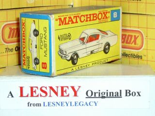 Matchbox Lesney 8e Ford Mustang Auto - Steer Logo Type F2 Empty Box Only