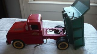 Vintage Tonka Toys 1960 ' s Dump Truck Red/Green Dual Axle Mound,  Minn As Found 3