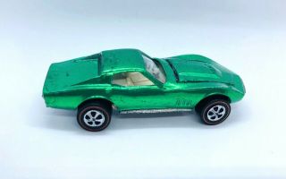 Vintage Hot Wheels Custom Corvette Redline,  Metallic Green,  White Interior