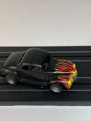 Tyco 40 Ford Coupe Black With Flames Ho Slot Car,  Needs Shoe,  Runs