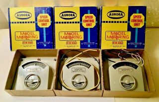 1960 Aurora Model Motoring Ho Scale Slot Car Speed Controllers (3) With Boxes