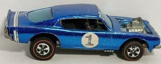 Over Chrome King Kuda - Blue W/brown Int.  1970 Hk,  Hot Wheels Redline
