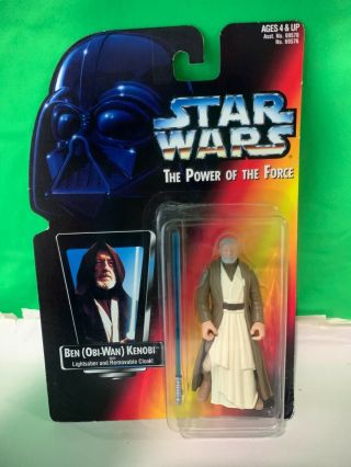 Star Wars Power Of The Force Obi - Wan Kenobi Long Saber Red Card Moc
