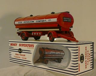 Dinky Toys By Atlas Editions,  Drag Trailer / Tanker,  Esso,  (corgi Lwb Chassis)