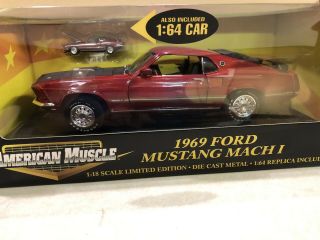 1/18 Ertl 1969 Ford Mustang Mach 1 With 1:64 Car