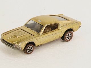 Vintage Redline Hot Wheels Custom Mustang Platinum Gold 1968