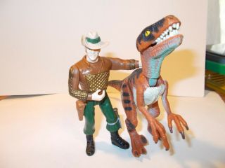 1993 Jurassic Park T - Rex Turner &1997 Jp06 Velociraptor Action Figure Kenner Vtg