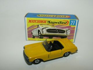 Matchbox Superfast No 27 Mercedes 230sl Light Yellow Narrow Wheels Mib