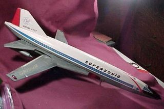 Vintage Tin Japan Battery Operated Boeing 2707 Supersonig Airplane