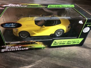 Ertl Racing Champions 2003 Dodge Viper Srt - 10 1:18 Scale Fast And The Furious