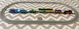 Micro Machines Power Sounds Train Steam Trains 6 Piece Set W/12 Tracts,  Rare