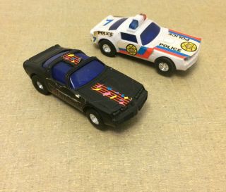 2 Vintage 1990s Tyco Midnight Chase Nite Glow Race Slot Cars Battery Operated 4 "
