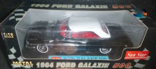 Sun Star 1964 Ford Galaxie 500 Hardtop 1:18 Diecast Black/white/red Interior