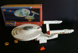 Dinky No.  358 Star Trek Uss Enterprise 1976 With Shuttle Craft,  Photon Torpedoes.