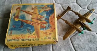 Rare Vintage Renwal Lockheed P 38 Lightning Military Fighter Airplane W/box