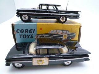 Vintage Corgi 223 Chevrolet Impala State Patrol Car Pair,  One Box 1959