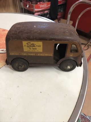 Vintage Banner Pressed Steel & Litho Jewel Tea Co.  Delivery Van Truck