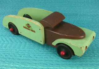 Vtg Early 1940s Buddy L Wrecking Truck Tow Wwii War Era Wood Wooden Missing Part
