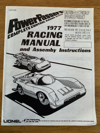 1977 Lionel Powerpassers Racing Manul And Assembly Instructions