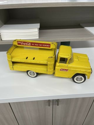 Vintage Buddy L 1960s Coca Cola Yellow Delivery Truck