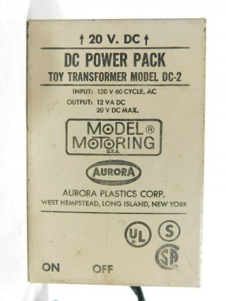 Model Motoring Dc - 2 20v Dc Power Pack Supply Transformer Aurora Tjet -