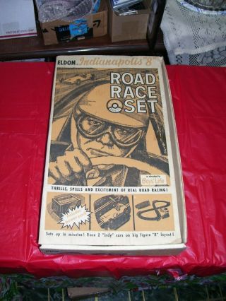 Vintage Eldon 1963 Indianapolis 8 Road Race Set Box & Paper Work Only