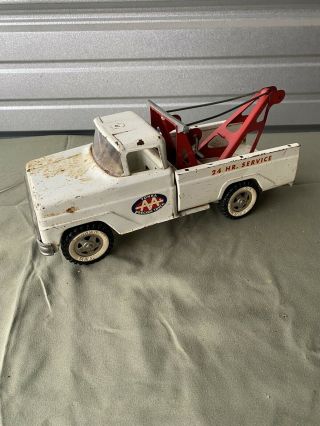 Vintage Tonka Aa Wrecker Tow Truck Toy Pressed Steel Metal White 1960s 14 "