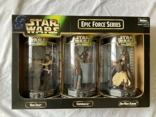 1998 Star Wars Epic Force 3 - Pack Fao Schwarz Han Solo Chewbacca Obi - Wan