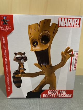 Gentle Giant Marvel Animated Guardians Of The Galaxy Groot And Rocket Statue