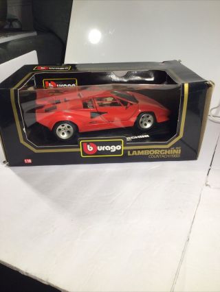 Bburago Lamborghini Countach 1988 1/18 Die - Cast Red Sports Car 3047