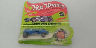 Vintage 1969 Hot Wheels Blue Lotus Turbine Redline With Button & Package
