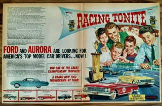 Vintage 1962 Aurora Ford Grand National Racing Tonite Ho Slot Car Advertisement