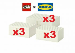 3 X Ikea Bygglek Lego Storage Box With Lid (set Of 3) White Limited Edition