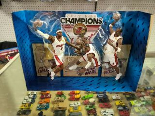 2012 Mcfarlane Nba Miami Heat Championship 3 Pack.  Lebron,  Wade,  Bosh.