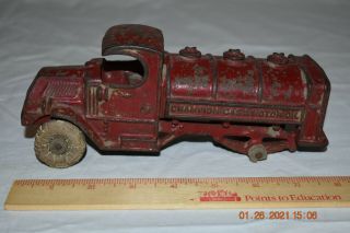 Vintage 1920s Cast Iron Champion Gas And Motor Oil Truck 8 "
