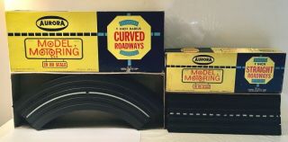 1960 Aurora Model Motoring Ho Scale Slot Car 9 " Curved,  Straight Track And Boxes