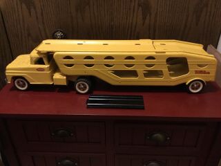 Vintage Tonka Car Carrier Transporter Yellow With Ramp 1960’s Great Cond