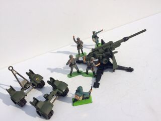 Dinky German 88mm Cannon Anti Aircraft / Tank Gun Britains Deetail Soldiers 1/32
