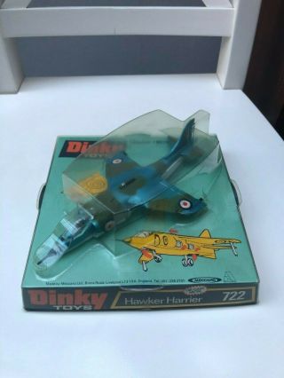 Rare Dinky 722 Raf Hawker Harrier Jump Jet In Bubble Box Made 1975