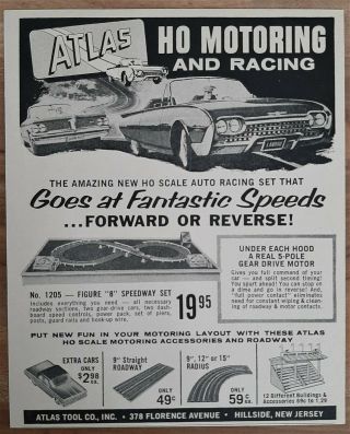 Vintage 1962 Atlas Ho Slot Car Advertisement